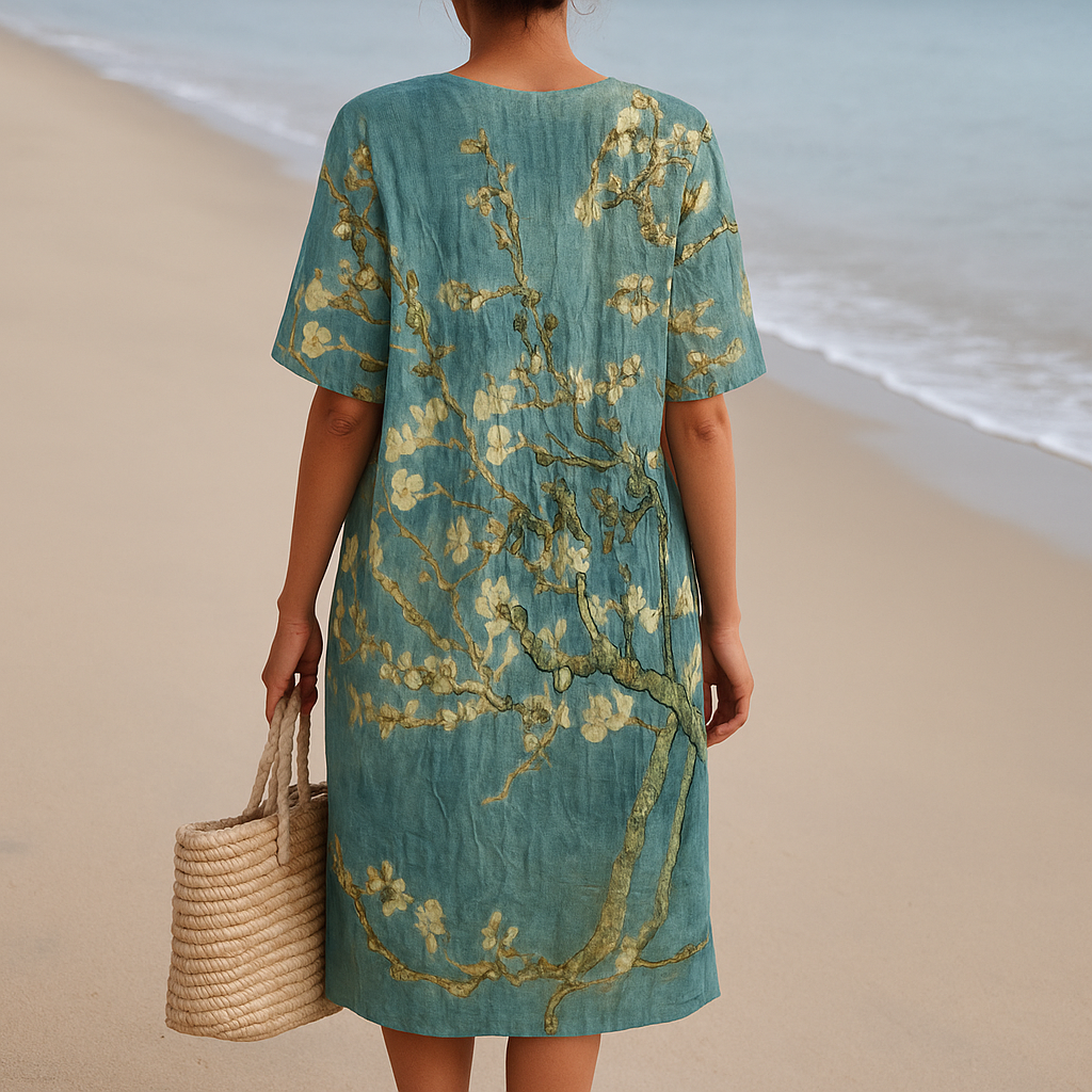 MARLENA – BLUE-GREEN FLORAL DRESS