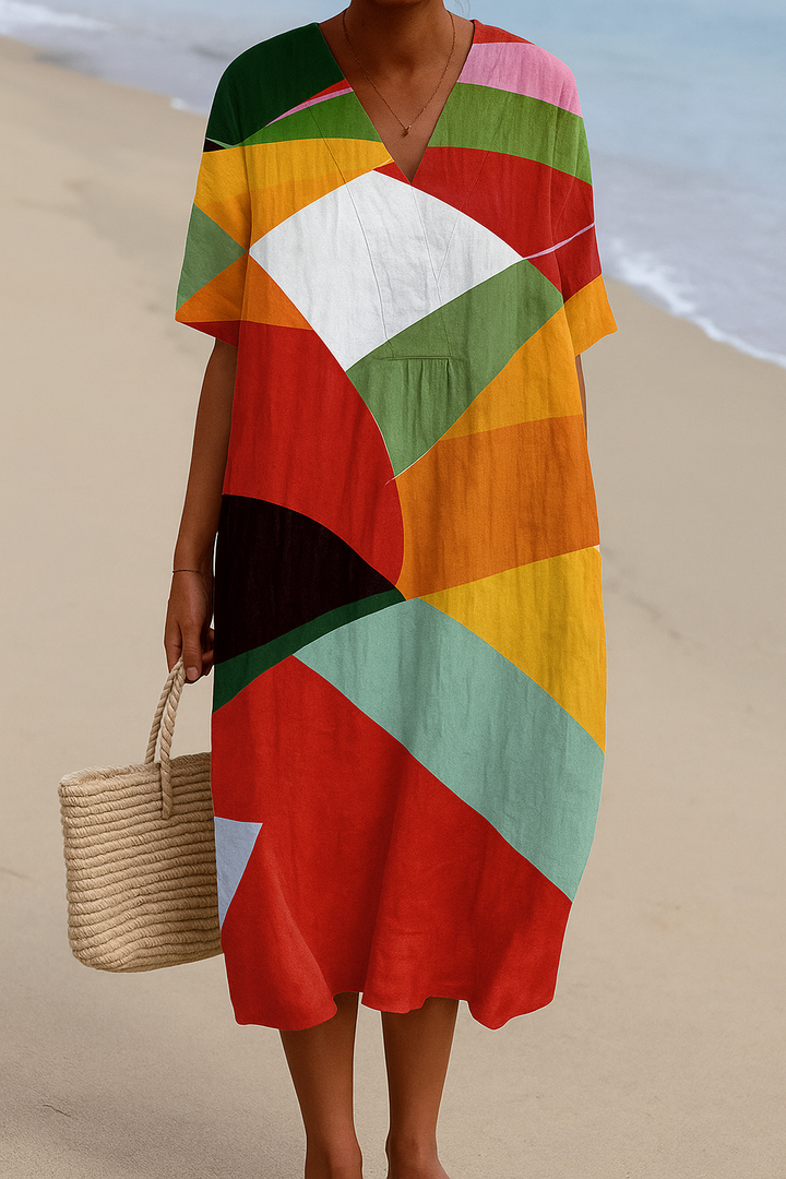 LYORA – MULTICOLORED PATCHWORK DRESS
