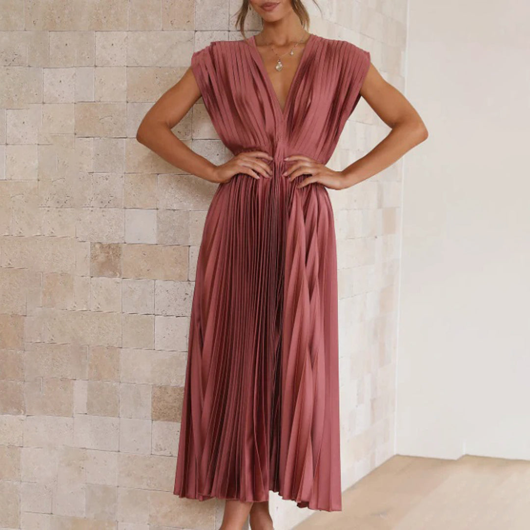 KAITLYN - ELEGANT PLEATED MIDI DRESS
