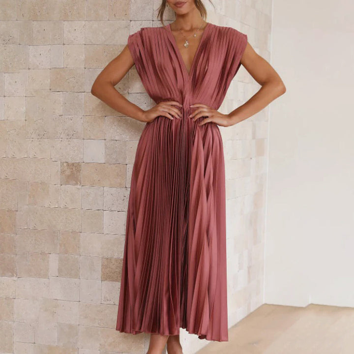 KAITLYN - ELEGANT PLEATED MIDI DRESS