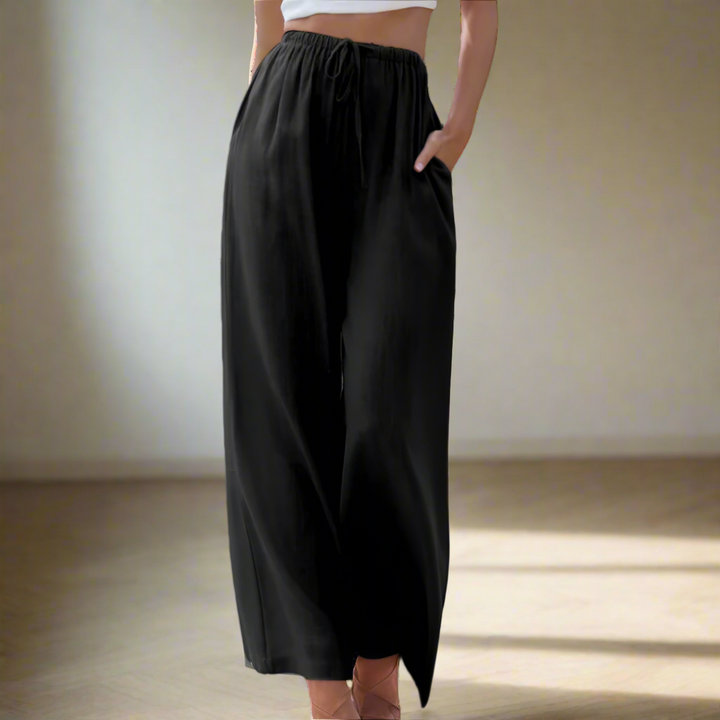 AMY - COTTON-LINEN DRWASTRING PANTS