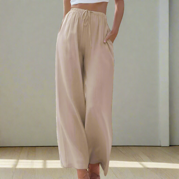 AMY - COTTON-LINEN DRWASTRING PANTS