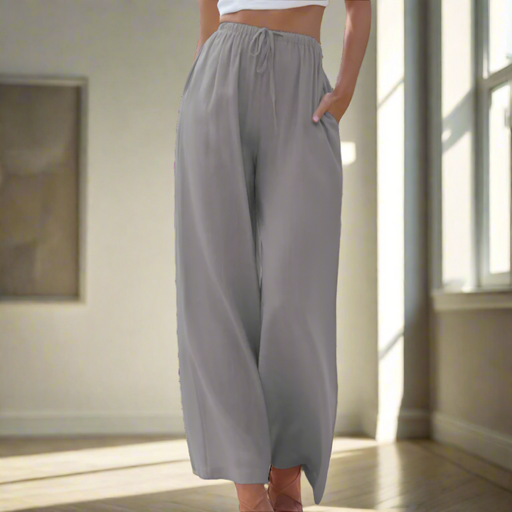 AMY - COTTON-LINEN DRWASTRING PANTS