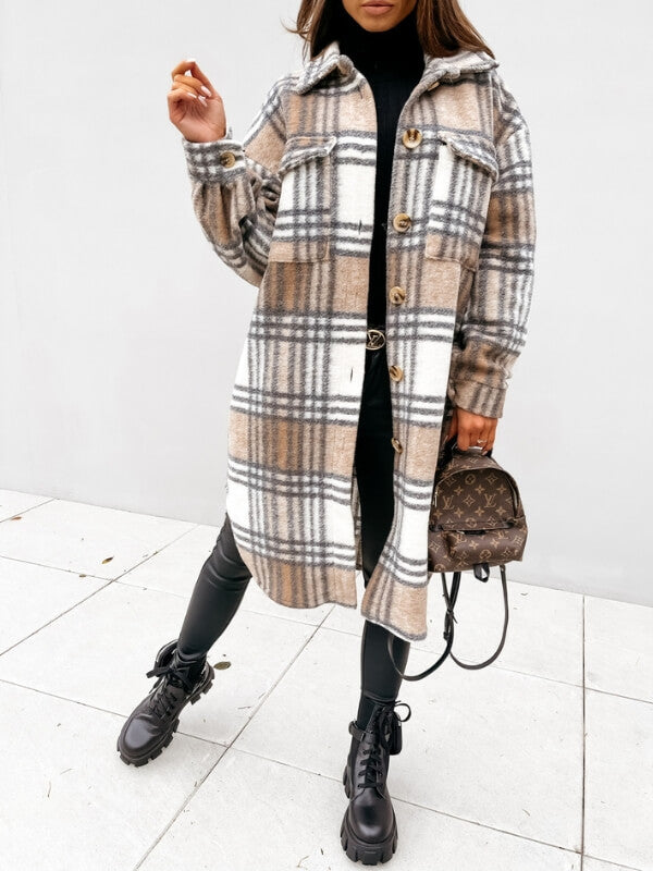 BRIANA - PLAID STYLE COAT