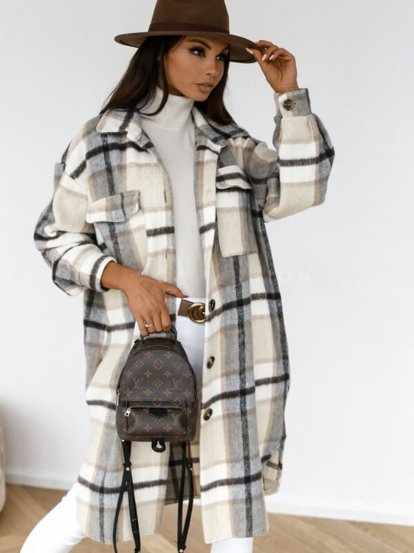 BRIANA - PLAID STYLE COAT