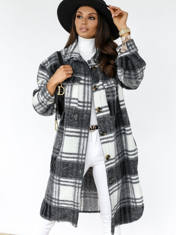 BRIANA - PLAID STYLE COAT