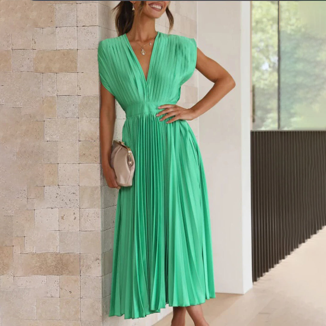 KAITLYN - ELEGANT PLEATED MIDI DRESS