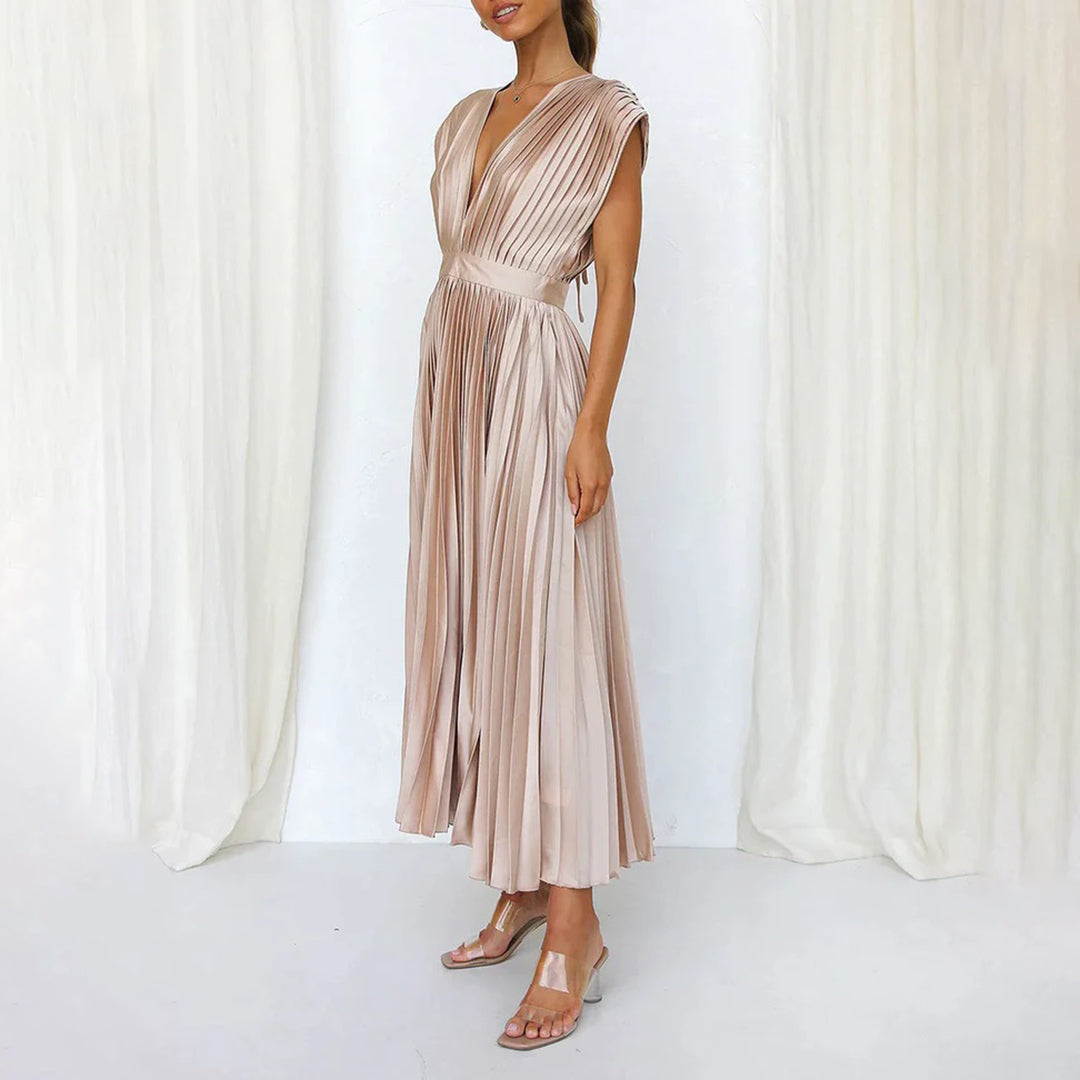KAITLYN - ELEGANT PLEATED MIDI DRESS