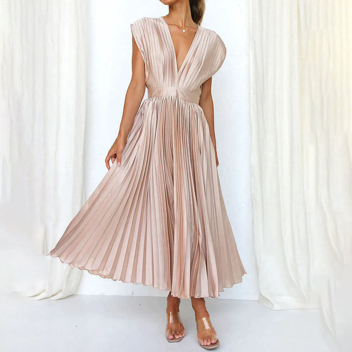KAITLYN - ELEGANT PLEATED MIDI DRESS