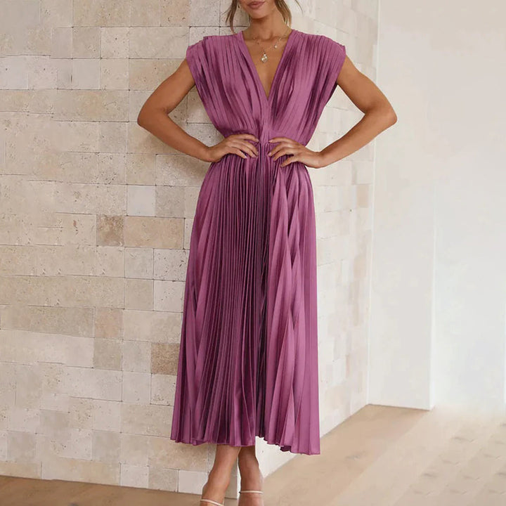 KAITLYN - ELEGANT PLEATED MIDI DRESS
