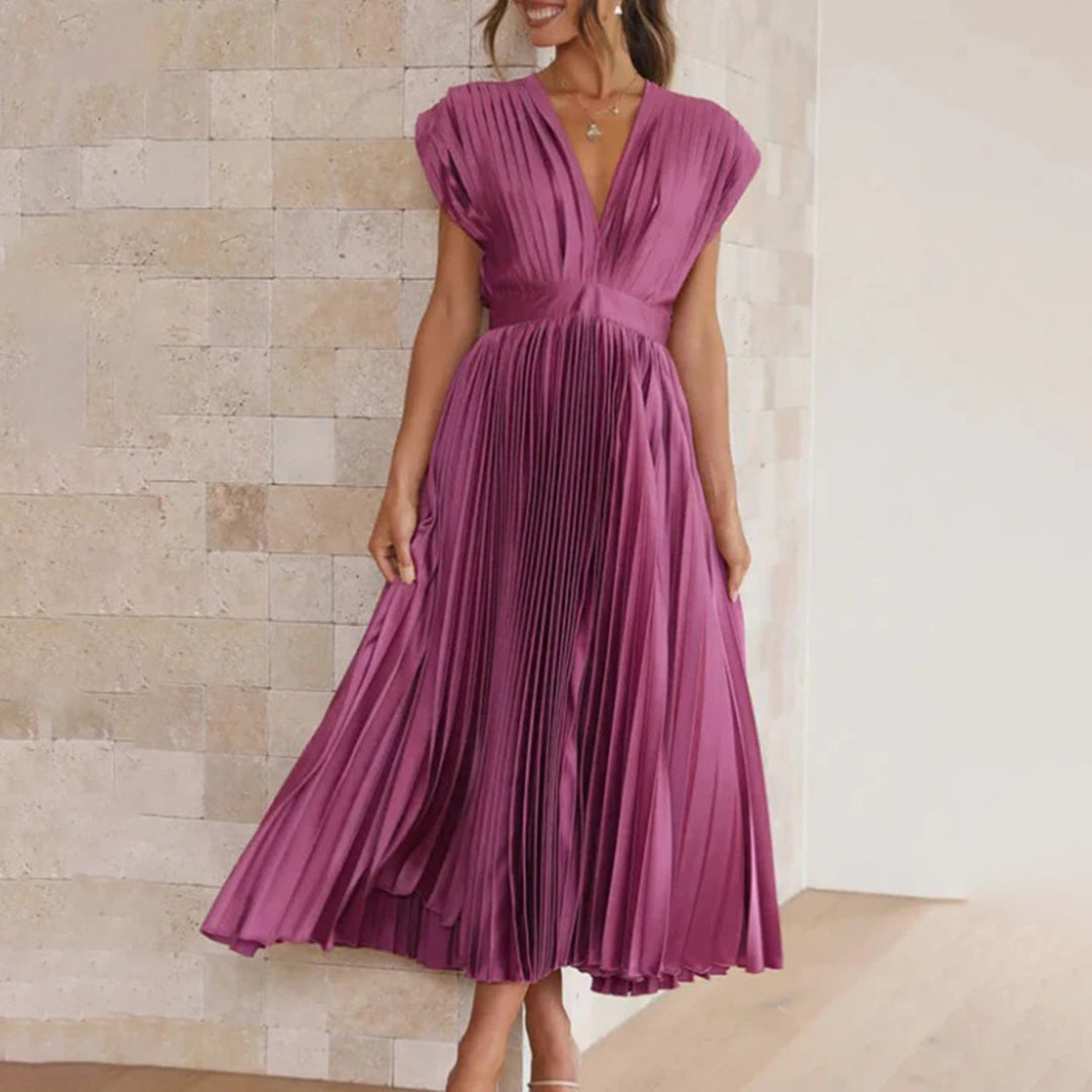 KAITLYN - ELEGANT PLEATED MIDI DRESS