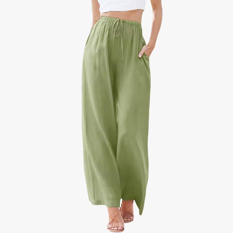 AMY - COTTON-LINEN DRWASTRING PANTS