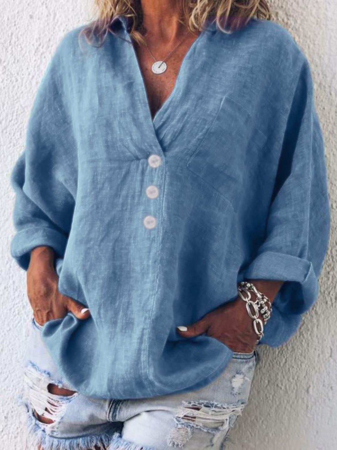 EFFIE – LAID-BACK BUTTON SHIRT BLOUSE