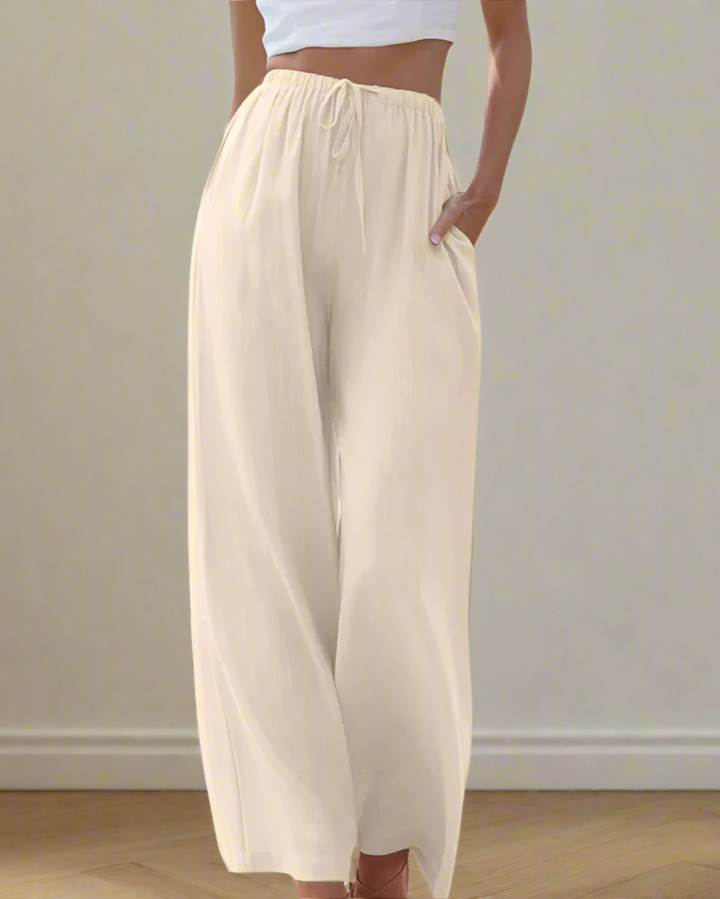 AMY - COTTON-LINEN DRWASTRING PANTS