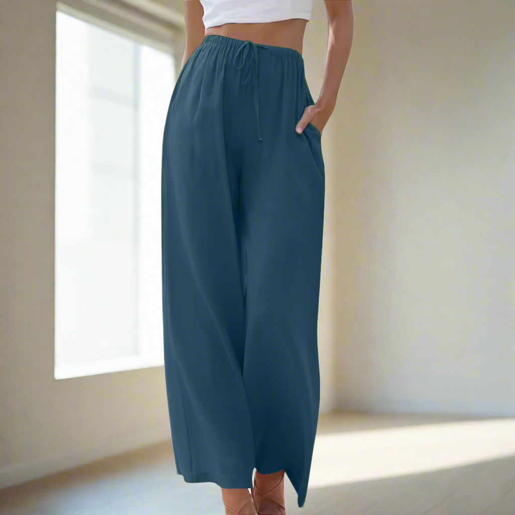 AMY - COTTON-LINEN DRWASTRING PANTS