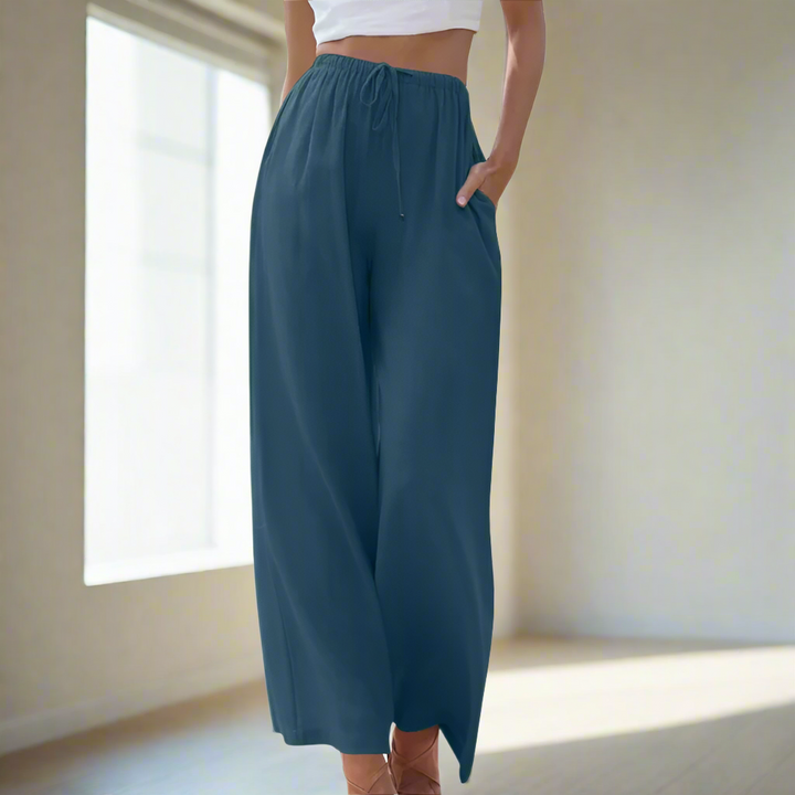 AMY - COTTON-LINEN DRWASTRING PANTS
