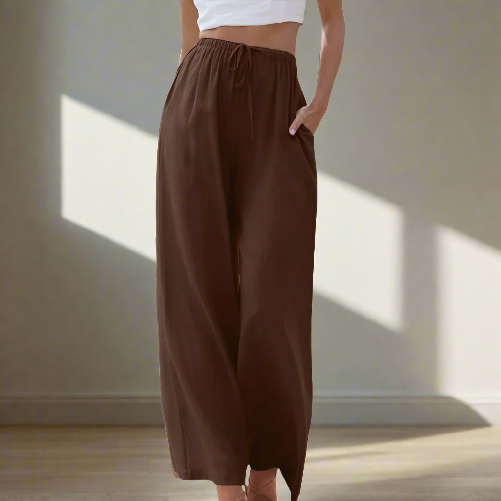 AMY - COTTON-LINEN DRWASTRING PANTS