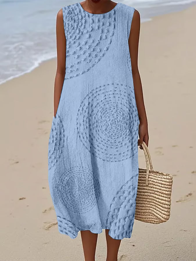 ELAYNA – TEXTURED SLEEVELESS MAXI DRESS