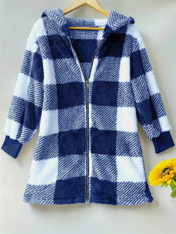 MILA - RELAXED PLAID HOODED JACKET