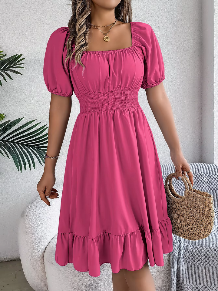 LIORA - LINEN RUFFLE DRESS