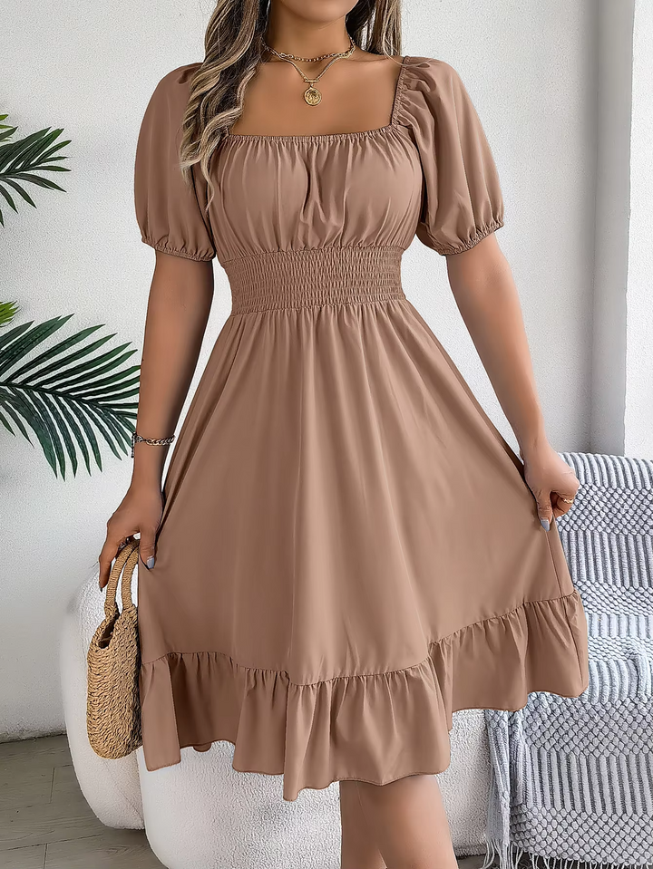 LIORA - LINEN RUFFLE DRESS