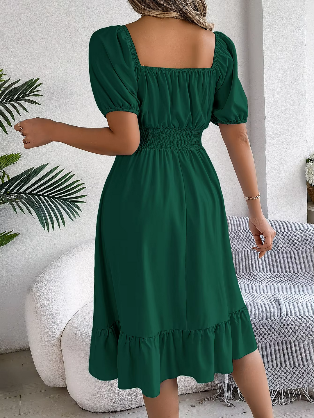 LIORA - LINEN RUFFLE DRESS