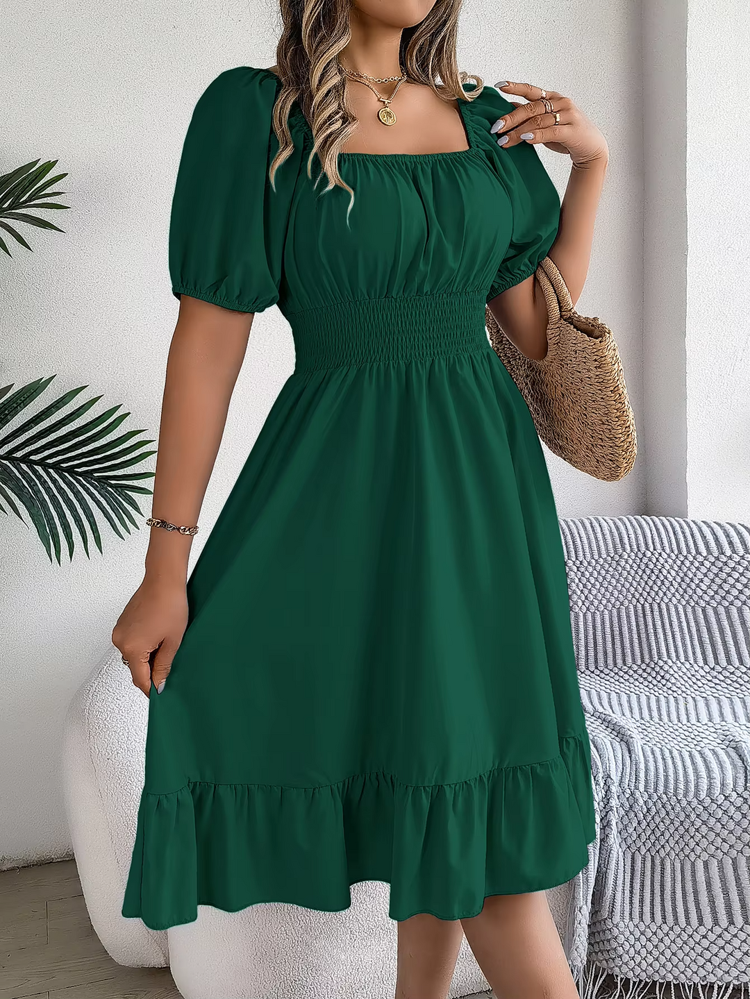 LIORA - LINEN RUFFLE DRESS