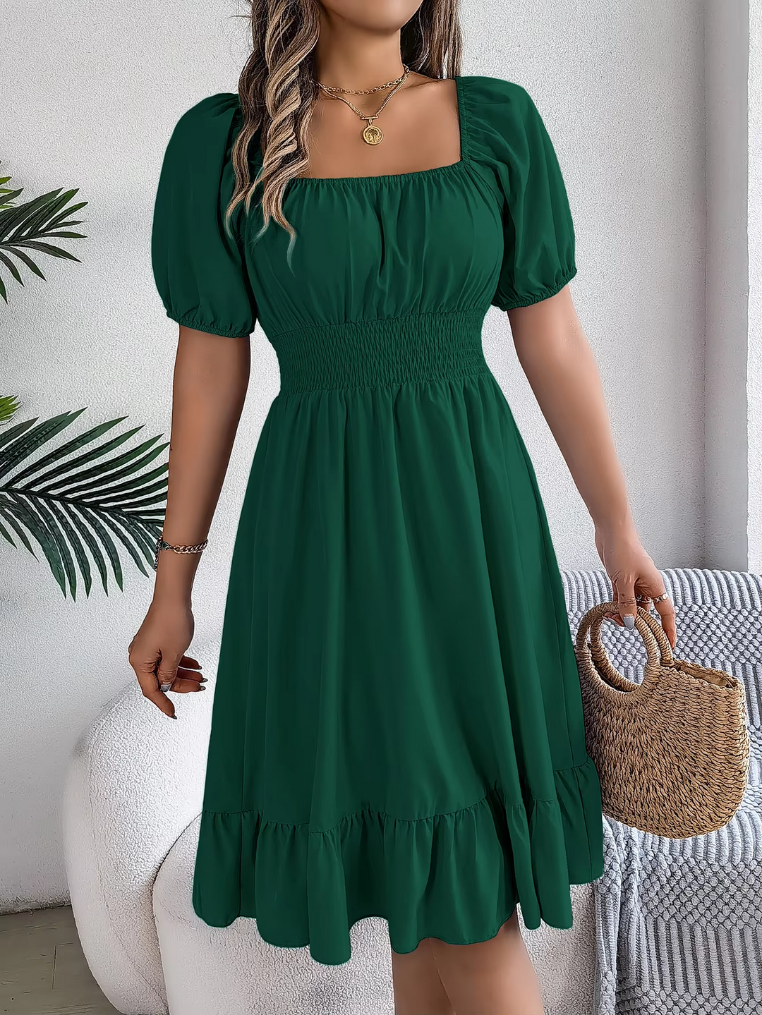 LIORA - LINEN RUFFLE DRESS