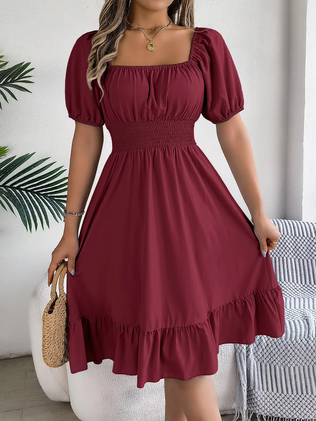 LIORA - LINEN RUFFLE DRESS