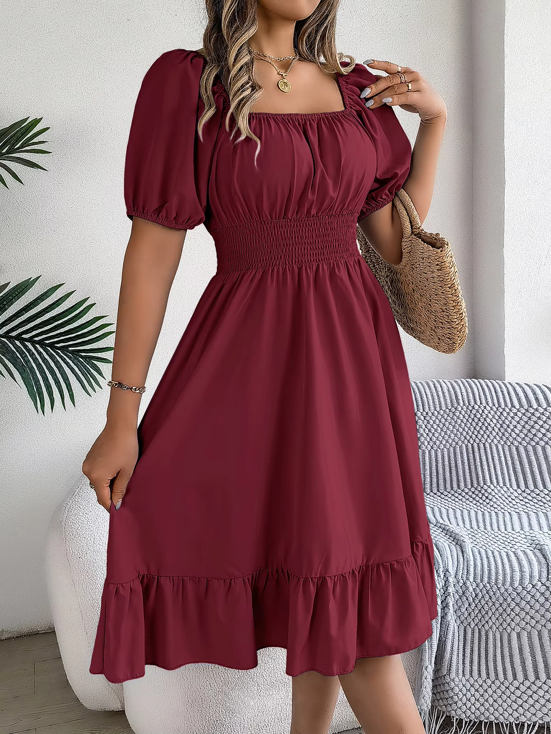 LIORA - LINEN RUFFLE DRESS