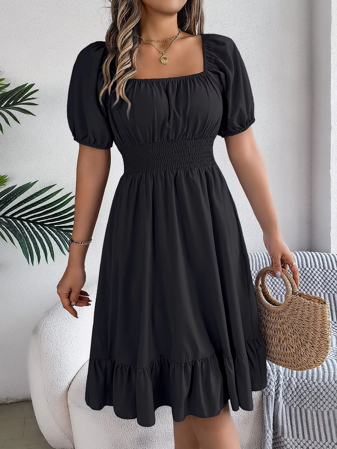 LIORA - LINEN RUFFLE DRESS