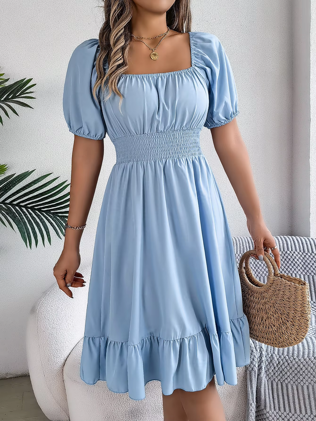 LIORA - LINEN RUFFLE DRESS