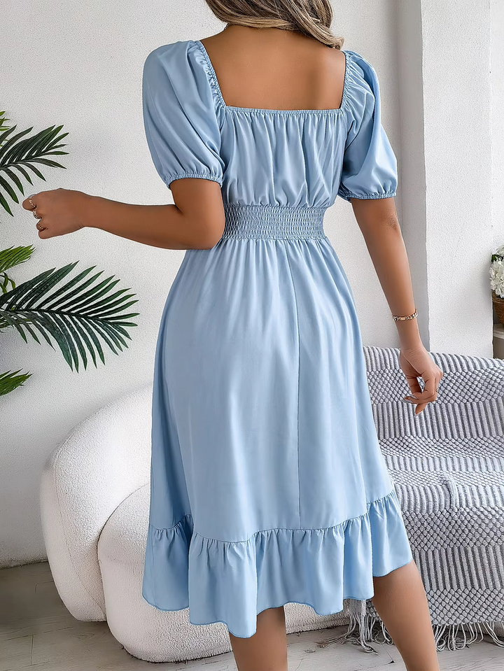 LIORA - LINEN RUFFLE DRESS