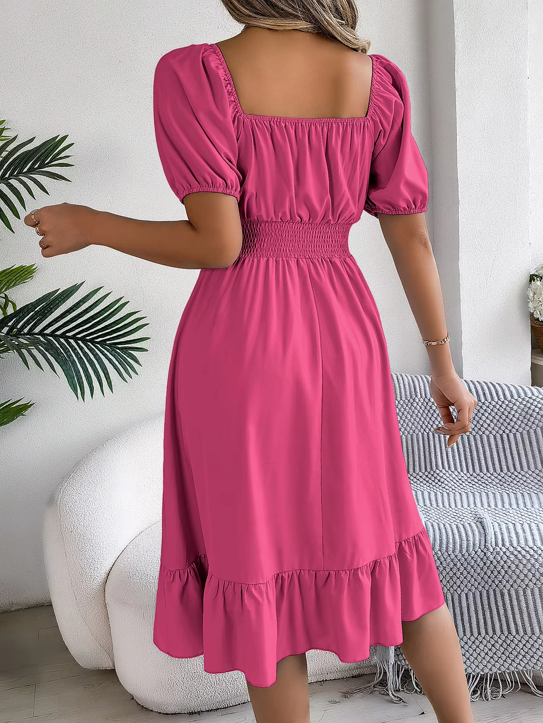 LIORA - LINEN RUFFLE DRESS