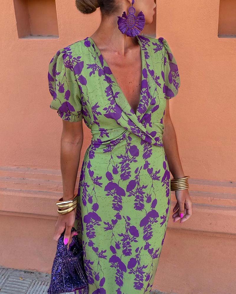 MICHELLE – GRACEFUL LEAF PRINT MAXI DRESS