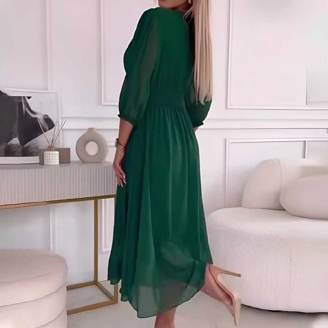 BECKY - ELEGANT FLOWY V-NECK DRESS