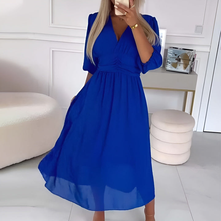 BECKY - ELEGANT FLOWY V-NECK DRESS