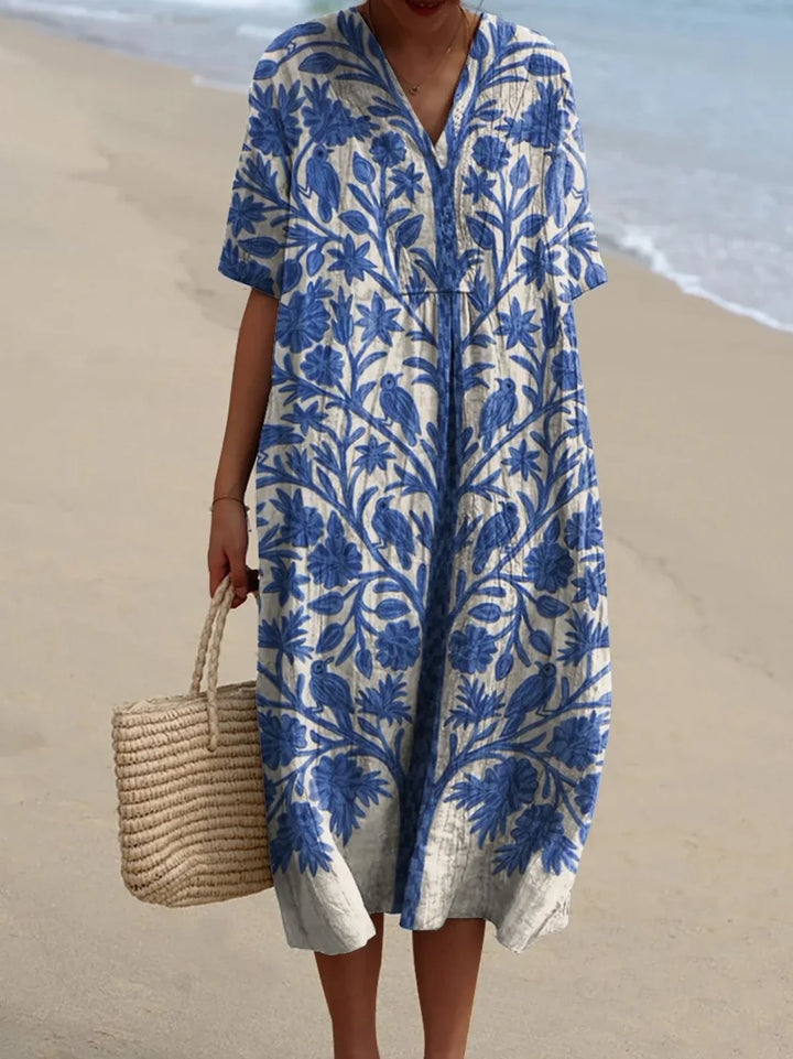 ORIANA – EMBROIDERED BLUE DRESS